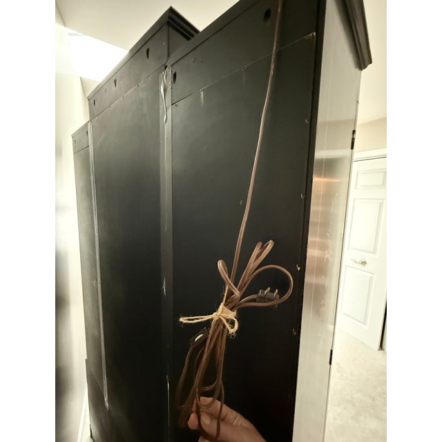 1940s Chinoiserie Black Lacquer Bookcase / China Display Cabinet For Sale - Image 18 of 18