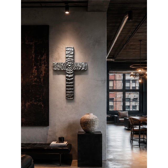 Cross No. 3 | Silver Sculptural Wall Cross For Sale In New York - Image 6 of 6