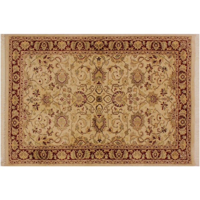 Beige Shabby Chic 1990's Kashan Pak-Persian Beige/Red Wool Rug - 3'2'' X 5'3'' For Sale - Image 8 of 9