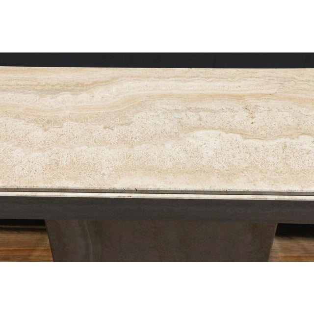 Stone International 1980s Italian Postmodern Travertine Console Table by Stone International | Made in Italy For Sale - Image 4 of 18