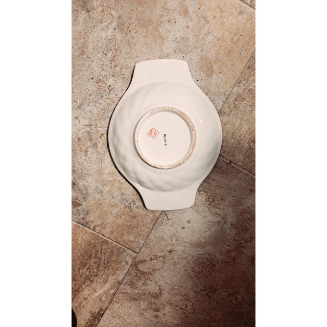 1960s Midcentury White Italian Ceramic Weaved Ornate Dish For Sale - Image 5 of 9