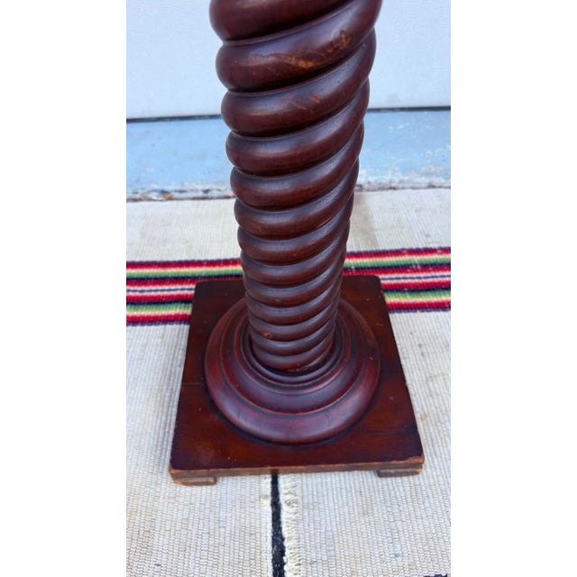 Farmhouse Antique Rope Twist Turned Cherry Pedestal Stand, Circa 1890-1910 For Sale - Image 3 of 14