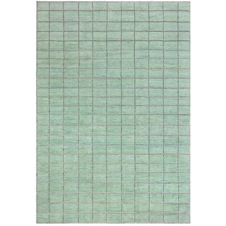 Modern Flatweave Geometric Mint Oversized Rug "Riziere" by Doris Leslie Blau For Sale