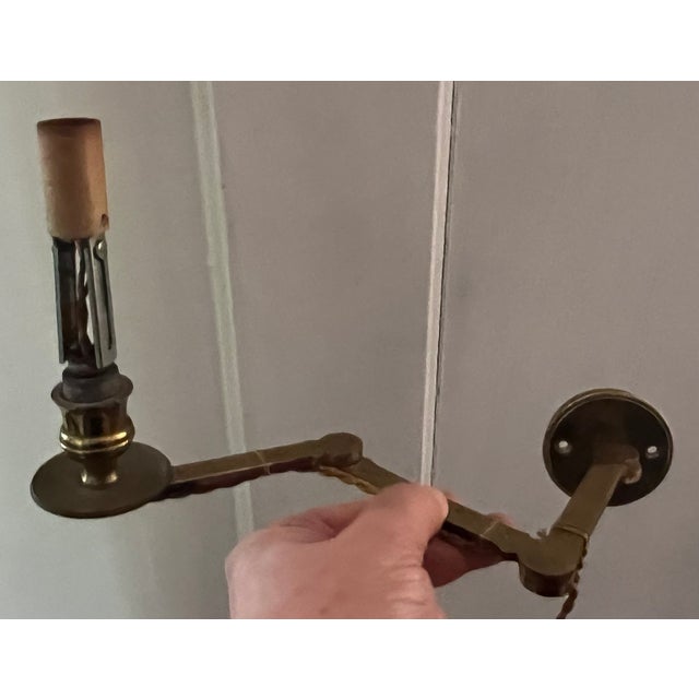 English Brass Swing Arm Library Wall Light Sconce Lamp For Sale - Image 3 of 17