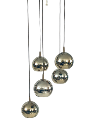 Golden Cascade 5-Ball Ceiling Lamp, Italy, 1980s