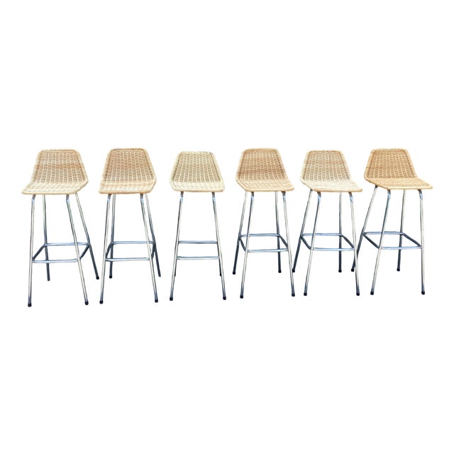 Bar Stools attributed to Rohé Noordwolde, 1960s, Set of 6 For Sale