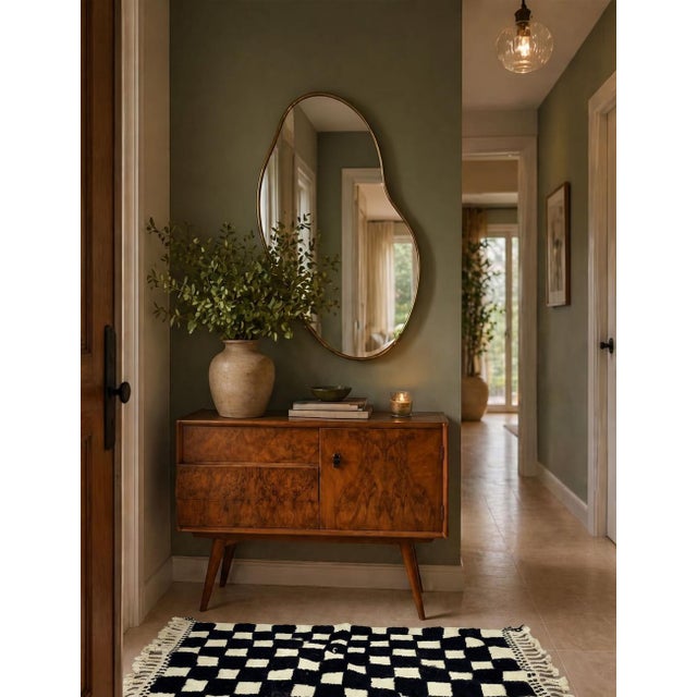 Mid-Century Modern Moroccan Checkered Black and White Rug - 4.9 X 3.6 Ft For Sale - Image 3 of 6