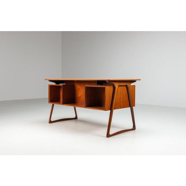 Wood Svend Age Madsen Freestanding Desk in Teak from H.P. Hansen, Denmark, 1960s For Sale - Image 7 of 16