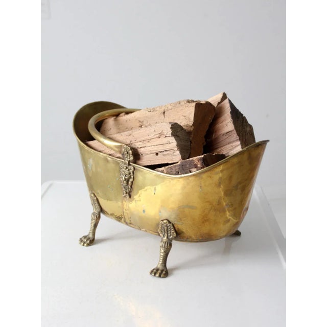 Antique Brass Firewood Bucket For Sale - Image 4 of 12