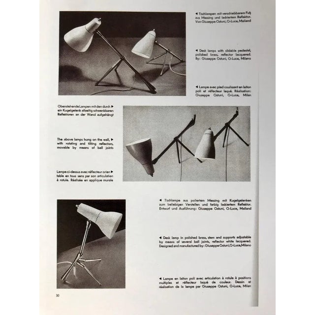 1950s Giuseppe Ostuni 'Ochetta' Red & Brass Wall or Table Lamp for O-Luce For Sale - Image 12 of 12