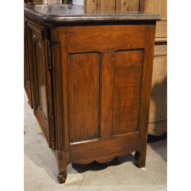 French Louis XV Lyonnais Walnut Buffet With Original St. Cyr Stone Top, C. 1760 For Sale - Image 9 of 18