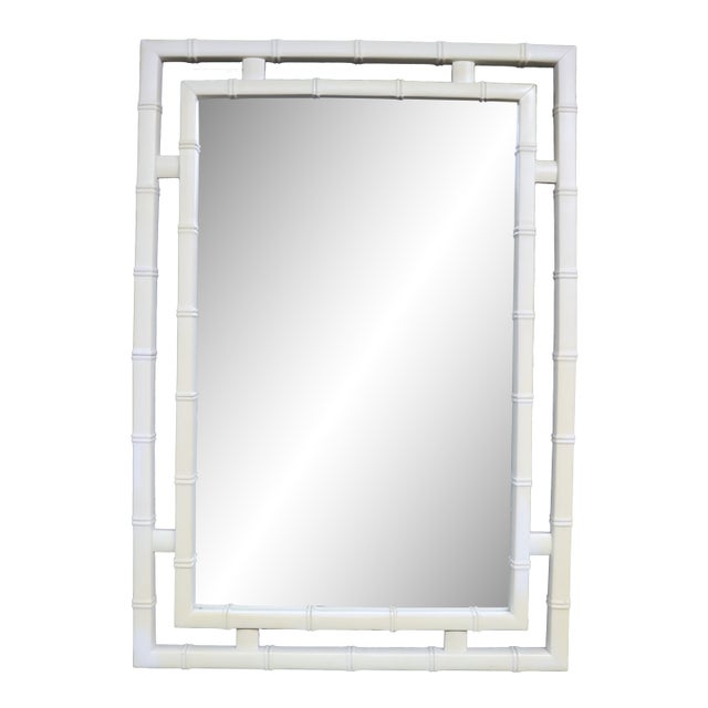 Drexel Attributed Hollywood Regency Faux Bamboo Wall Mirror For Sale
