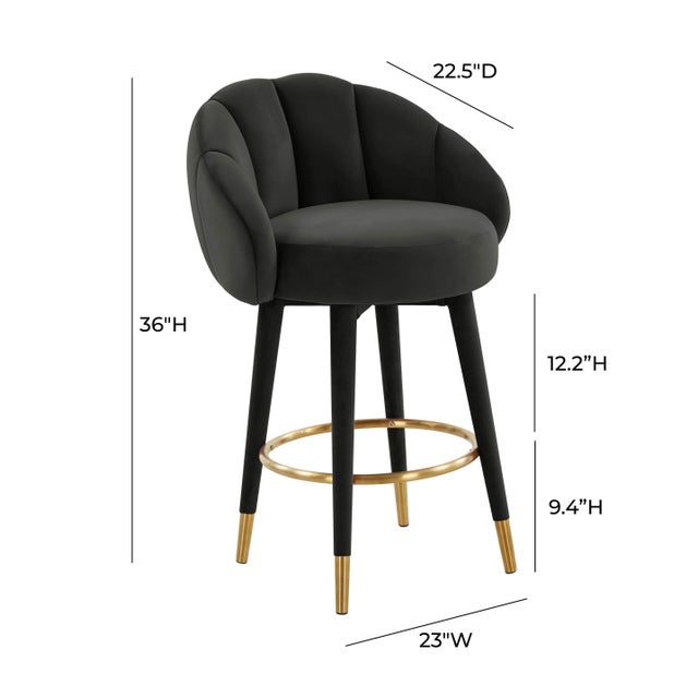 Wood Myla Black Swivel Counter Stool For Sale - Image 7 of 9