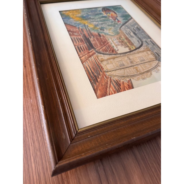 Sky Blue Vintage Carti Grazia Original Watercolor – The Bridge of Sighs, Venice – Signed For Sale - Image 8 of 8