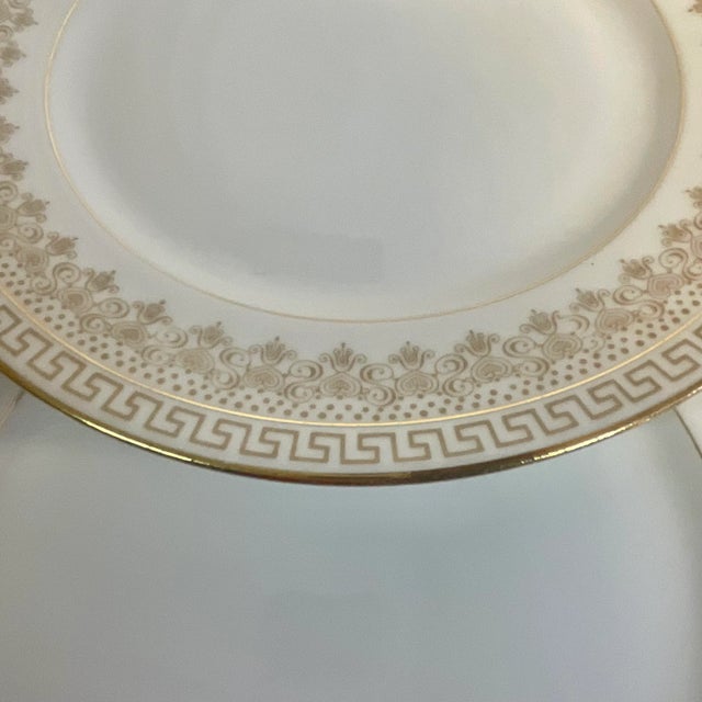 Early 1900s Antique French Regency Limoges Salad Plates With Greek Key Rim - Set of 9 For Sale - Image 6 of 10