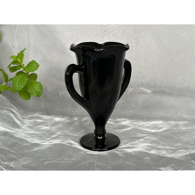 1930s Vintage Black Glass Vase For Sale - Image 5 of 12