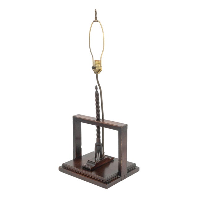 Antique Mahogany Book Press Mounted as a Lamp For Sale