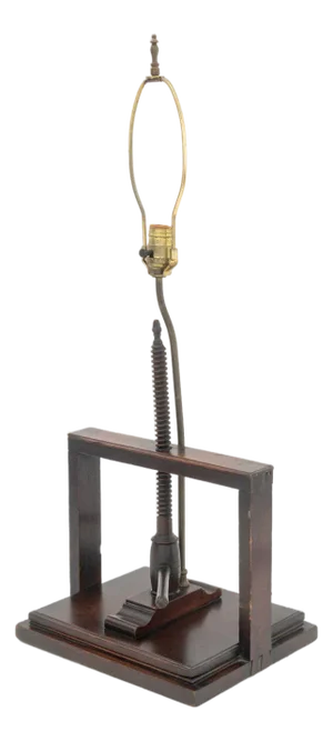 Antique Mahogany Book Press Mounted as a Lamp