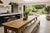 A truly impressive English farmhouse harvest table of monumental proportions, featuring a beautifully timeworn pine plank...