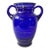 Antique Cobalt Blue Glass and Painted Silver Urn Vase For Sale