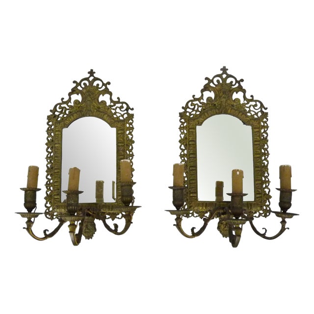 Beveled Mirror Wall Lights, Set of 2 For Sale