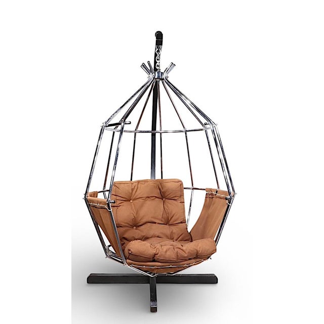 Iconic Space Age Parrot, or Gojan, hanging cage chair, designed by IB Arberg, for ABRA Mobler made in Sweden circa 1970's....