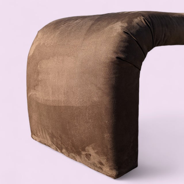 1980s Postmodern Brown Faux-Suede Waterfall Bench For Sale In Los Angeles - Image 6 of 6