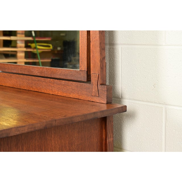 Gustav Stickley Antique Mission Oak Arts & Crafts Dresser With Mirror, Circa 1910 For Sale - Image 10 of 16
