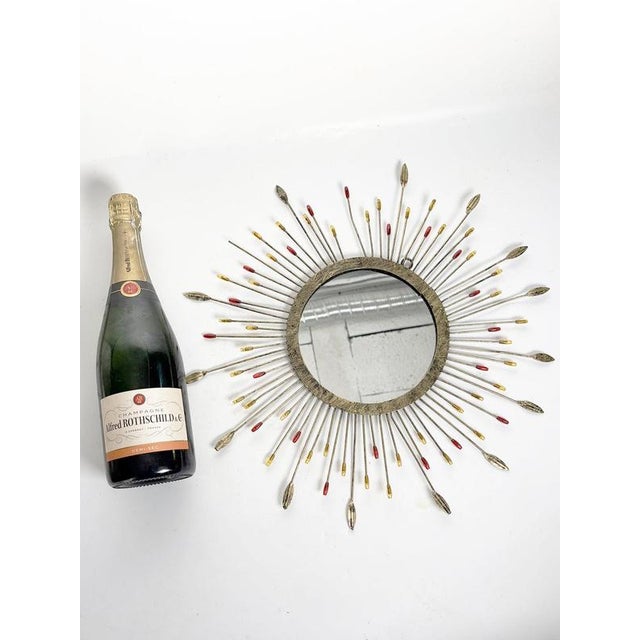 Hollywood Regency Small Metal Mirror, France, 1970s For Sale - Image 3 of 14