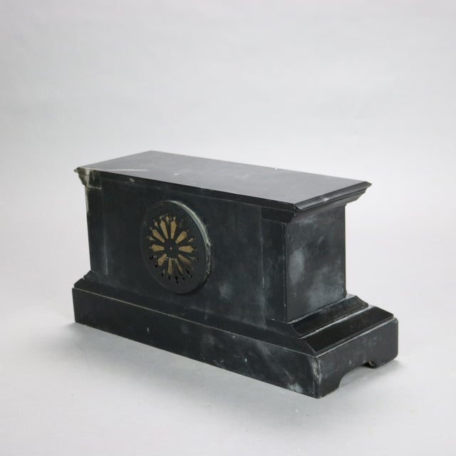 Antique Neoclassical Slate Mantle Clock with Open Escapement, c1890 For Sale - Image 12 of 12
