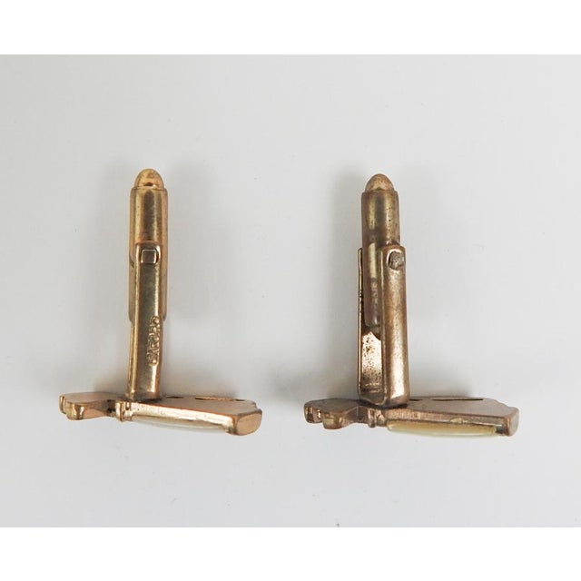 Mid-Century Modern Vintage Oxford Golf Bag Mother of Pearl Cufflinks For Sale - Image 3 of 4