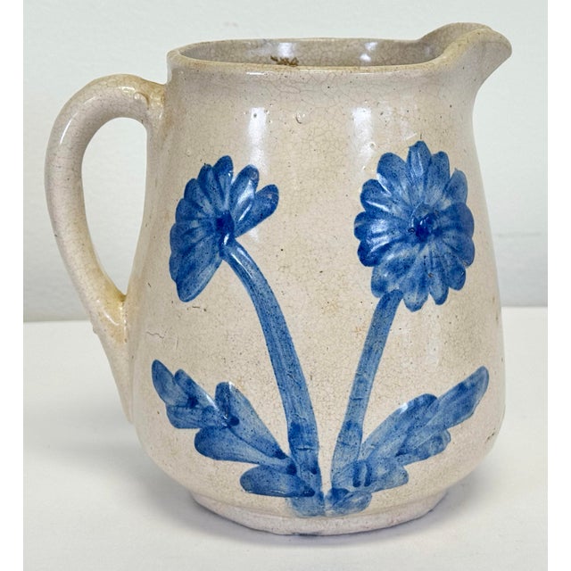 Ceramic Antique McCoy Dandy Line Stoneware With Blue Daisy Design For Sale - Image 7 of 13