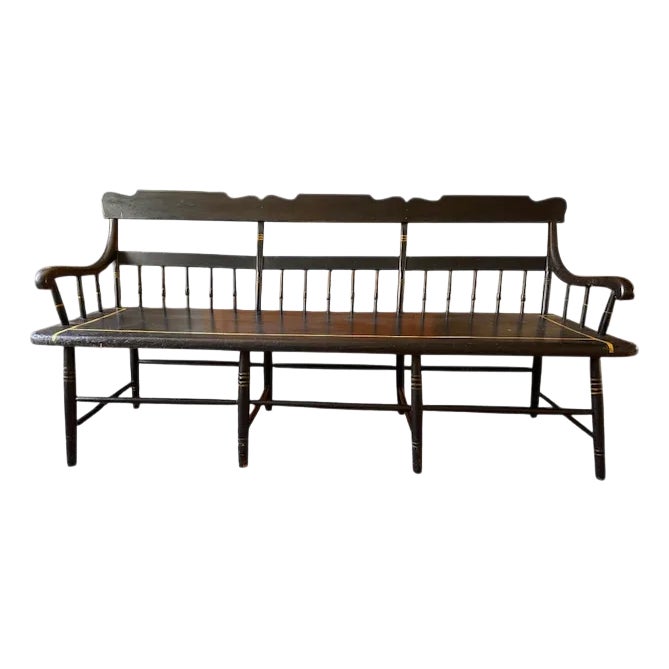 Early 19th Century Antique Half-spindle Back Deacon's Bench