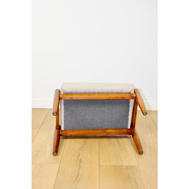 Stool with Beige Boucle Seat and Dark Legs by Edmund Homa, 1970s For Sale - Image 4 of 5