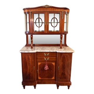 Louis XVI Antique Commode Ormolu Carrara Marble Display Cabinet Vitrine Buffet For Sale