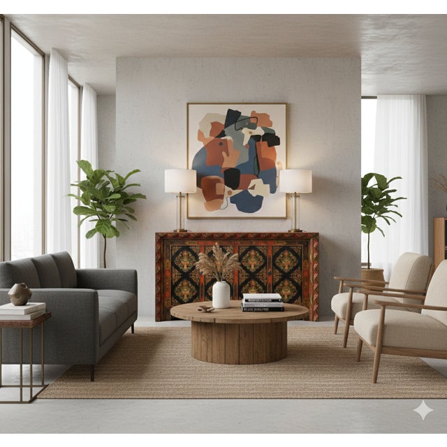 Tibetan Style Jewel Treasure Bowl Graphic Credenza Storage Cabinet For Sale - Image 14 of 16