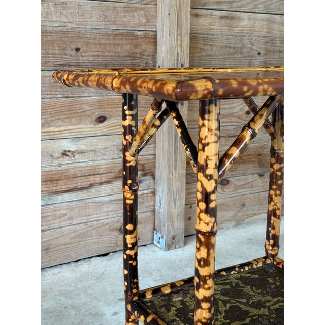 Late 19th Century Victorian Scorched Lacquered Japanned Bamboo Side Table For Sale In Naples, FL - Image 6 of 12