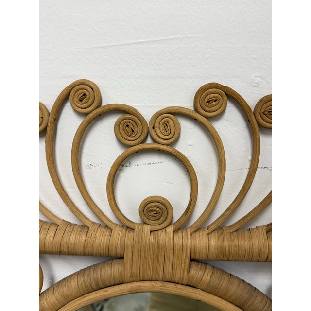 Scrollwork Rattan Wall Mirror, Vintage For Sale - Image 4 of 12