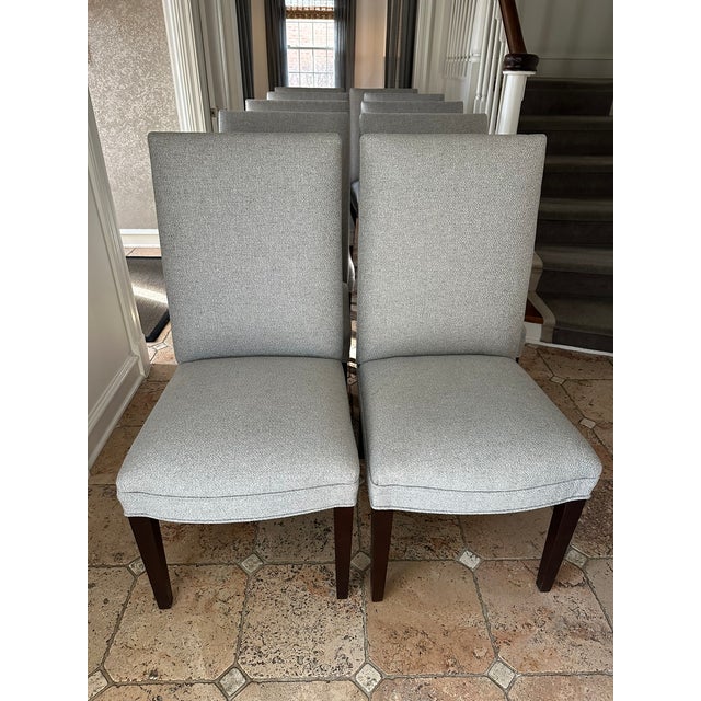 Transitional Holly Hunt Upholstered Dining Chairs With New Fabric, Set of 10 For Sale - Image 9 of 10