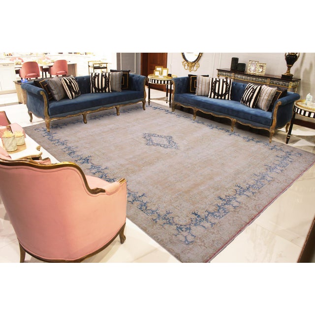 Retro Persian Brown/Blue Wool Rug - 10'1'' X 12'9'' For Sale - Image 4 of 10