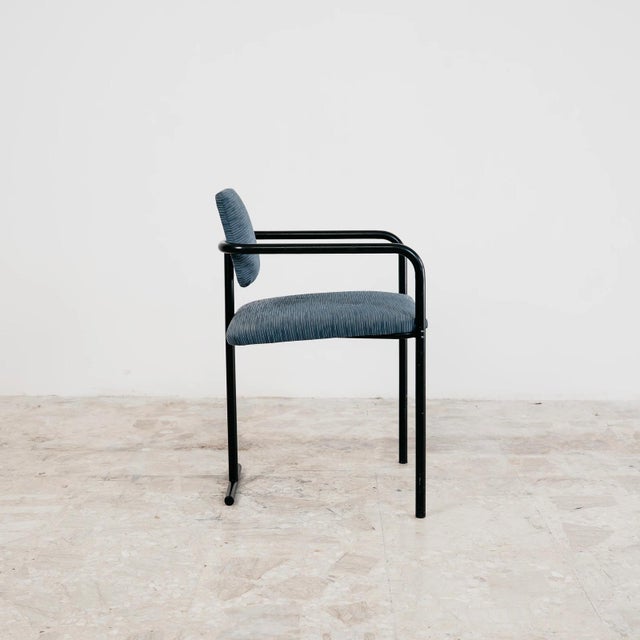 1980s Vintage Minimalist Postmodern Metal and Fabric Armchair, 1980s For Sale - Image 5 of 12
