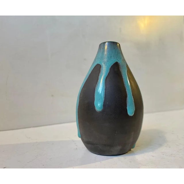 Ceramic Ceramic Vase with Green Drip Glaze from Helge Østerberg, 1960s For Sale - Image 7 of 7