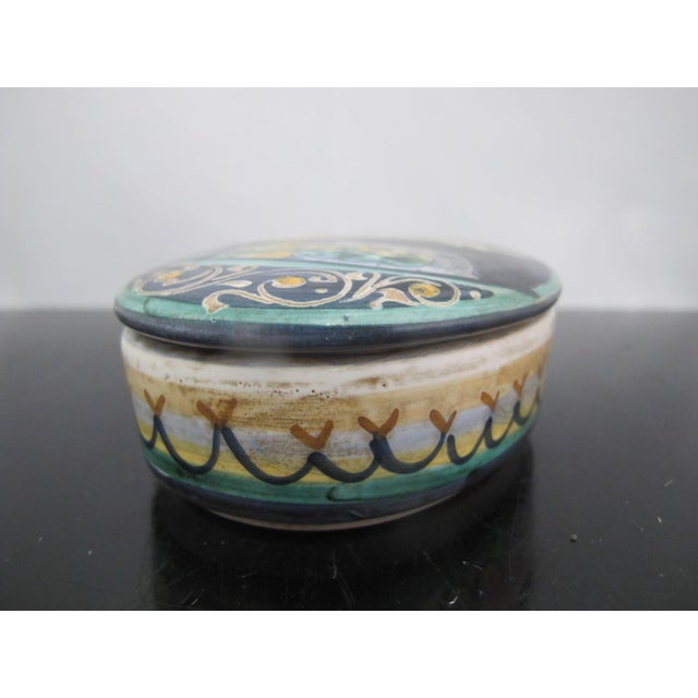 Early 20th Century Castelli Italian Majolica Rabbit With Human Face Oval Pottery Box With Lid For Sale - Image 5 of 10