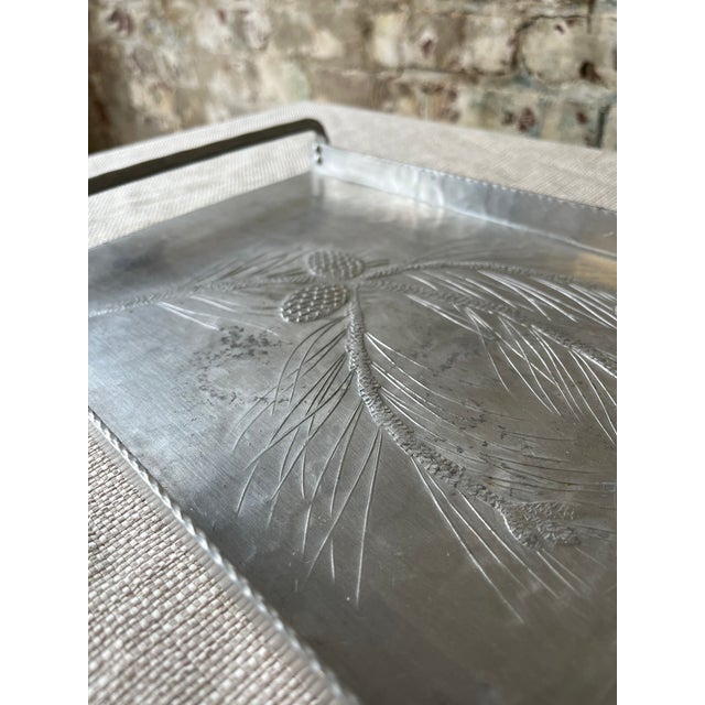 Silver Everlast Tray With Pine Motif – Industrial Rustic Charm For Sale In New York - Image 6 of 7
