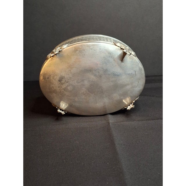 Silver Vintage Silver Plated Etrog Box Brick Basketweave Sukkot Judaica Hebrew Inscribed 124 Mark For Sale - Image 8 of 18