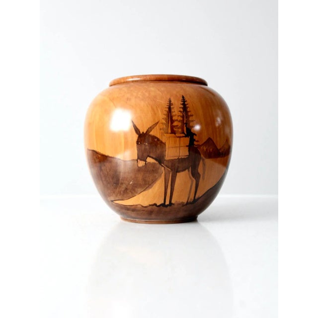 Tan Vintage Southwestern Wood Vase For Sale - Image 8 of 8