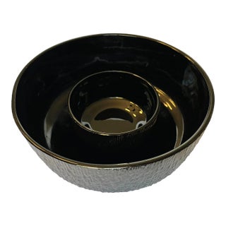 Vintage Indiana Glass Co. Black “Crystal Ice” Chips and Dip Set For Sale