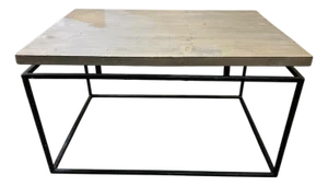 Industrial Wood Top Coffee Table With Black Metal Frame
