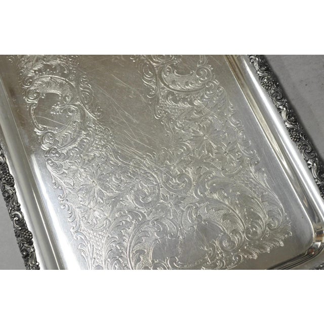 Vintage English Victorian Silver Plated Copper Narrow Serving Platter Bar Tray For Sale - Image 14 of 18