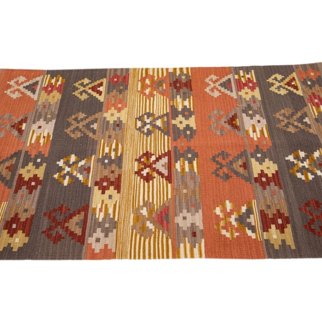 2020s 2020s Modern Kilim Handmade Multicolor Geometric Wool Rug For Sale - Image 5 of 7